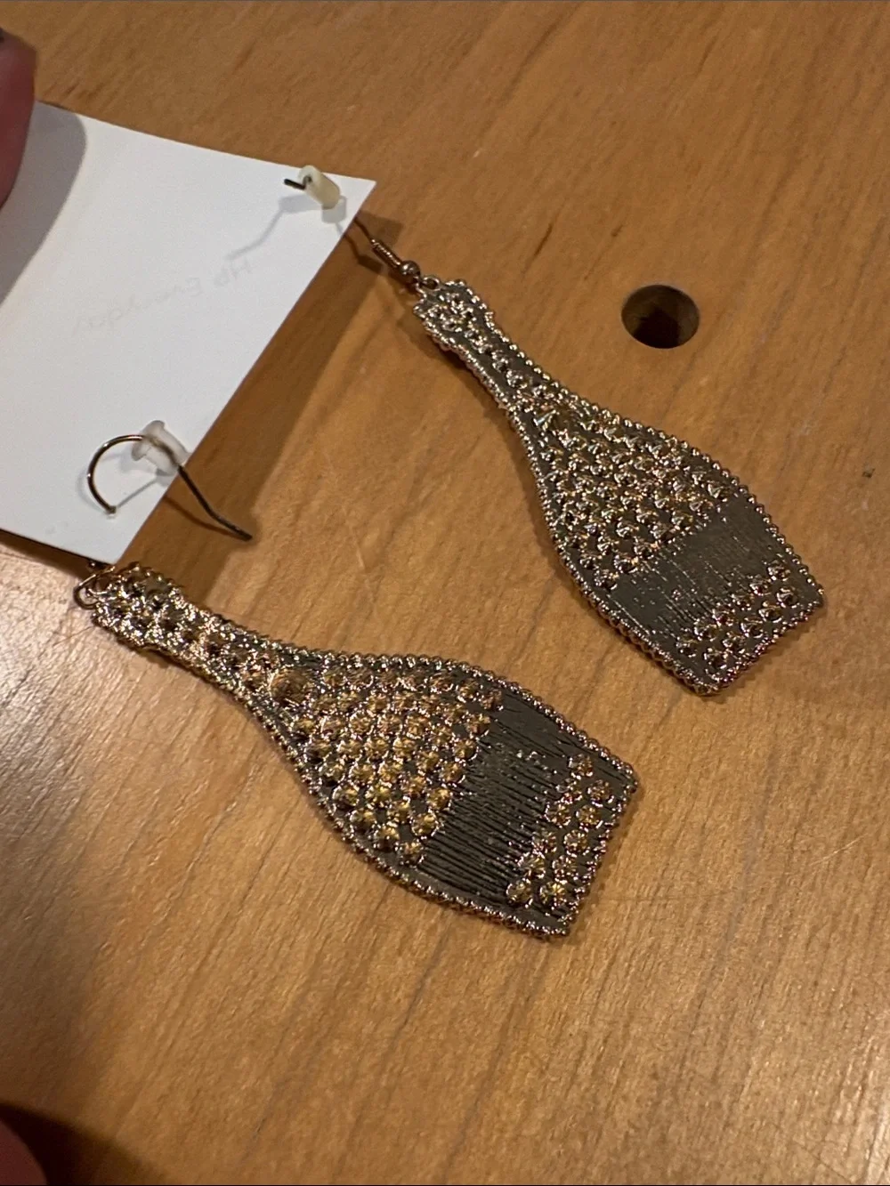 Source Unknown Gold-Tone 'Bride' Champagne Bottle Crystal Drop Earrings